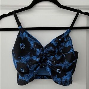 Aerie Size S Real Me Recharge Least Support Cinched Sports Bra - Black/Blue